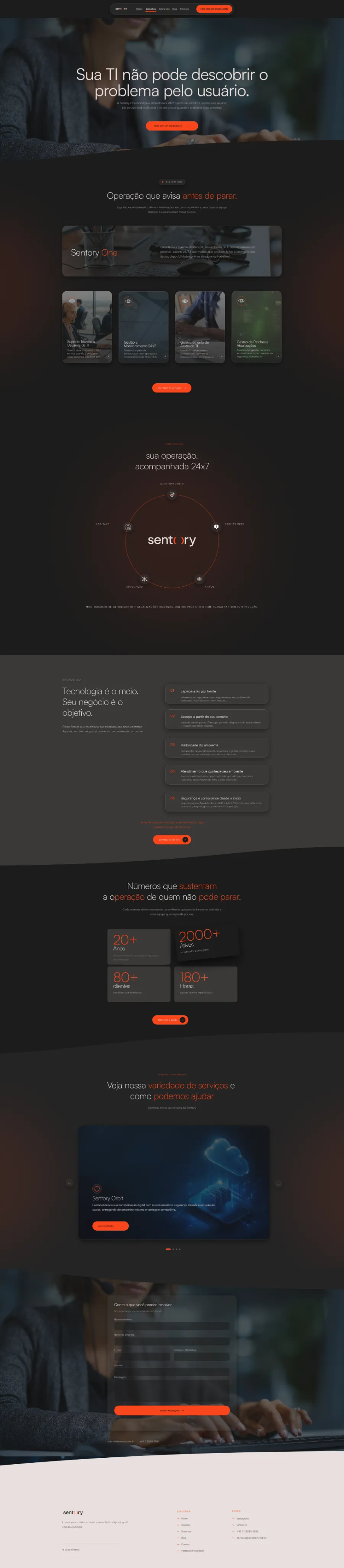 Sentory: Serviços — Advisory, Orbit, One, Sentinel e Stack
